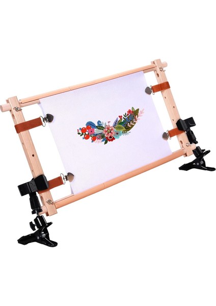 Dönen Ahşap Çapraz Sap Çerçevesi - Klipsli, Ayarlanabilir Büyük Nakış Kasnak Tutucu, Dikiş El Sanatları Için Uygun (Yurt Dışından)