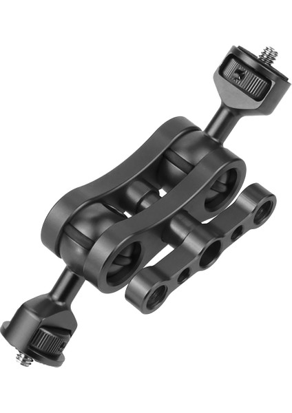 Çift 1/4 Bilyalı Kafa Adaptörü Sihirli Kol Yengeç Kelepçesi 3/8 Montaj Işık Alan Monitör Kamera Stand Braketi - Siyah (Yurt Dışından)