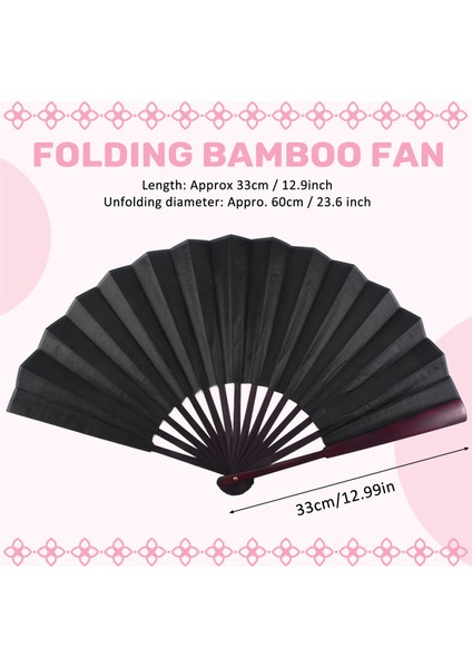 Erkek 33 cm Için Katlanır Boş El Fanı Kaligrafi Yazma Dans Fanı - Siyah (Yurt Dışından) fırsatları