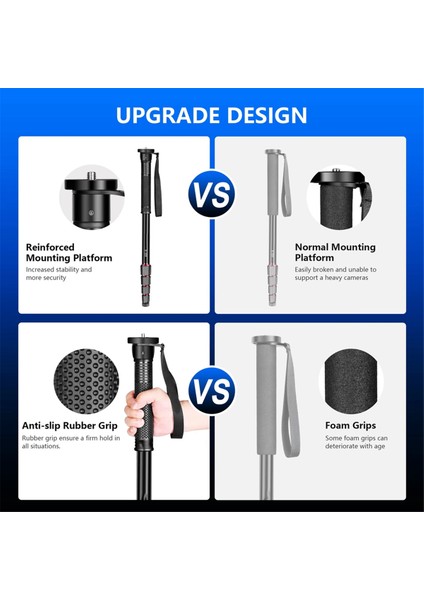 E222 Kamera Monopod Alüminyum Fotoğraf Baltası Çubuk Canon Sony Kamera Video Kamera Montaj Adaptörü Için Hafif (Yurt Dışından) modelleri