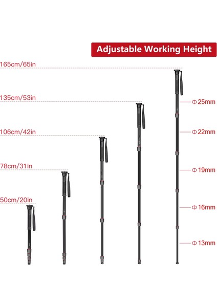 E222 Kamera Monopod Alüminyum Fotoğraf Baltası Çubuk Canon Sony Kamera Video Kamera Montaj Adaptörü Için Hafif (Yurt Dışından) indirimleri