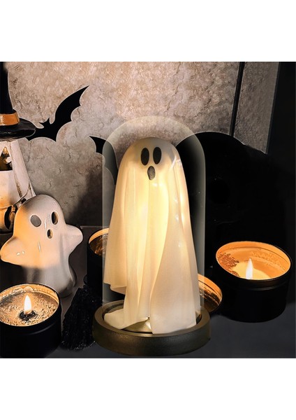 Cadılar Bayramı Dekor Cadılar Bayramı Dekorasyonları Kapalı-Işık Yukarı Hayalet Glass Cloche Lightghost Ev Mutfak Mantel (Yurt Dışından)