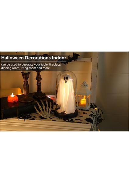 Cadılar Bayramı Dekor Cadılar Bayramı Dekorasyonları Kapalı-Işık Yukarı Hayalet Glass Cloche Lightghost Ev Mutfak Mantel (Yurt Dışından) modelleri