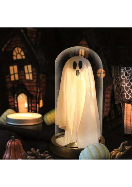 Cadılar Bayramı Dekor Cadılar Bayramı Dekorasyonları Kapalı-Işık Yukarı Hayalet Glass Cloche Lightghost Ev Mutfak Mantel (Yurt Dışından) fırsatları