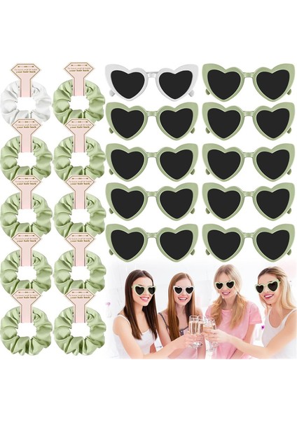 10PCS Düğün Nedime Hediyeleri Saç Bağları Scrunchies Kalp Şekleli Güneş Gözlüğü Bekarlık Hen Partisi Gelin Favorileri (Yurt Dışından)