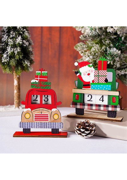 Noel Advent-Malendar Santa Masaüstü Süsleri Ahşap Noel Geri Sayım Takvimi Şenlikli Ana Sayfa Masa Süslemeleri (Yurt Dışından) fiyatları
