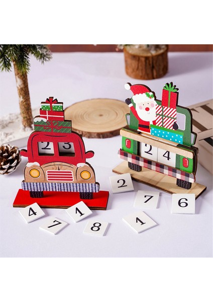 Noel Advent-Malendar Santa Masaüstü Süsleri Ahşap Noel Geri Sayım Takvimi Şenlikli Ana Sayfa Masa Süslemeleri (Yurt Dışından) modelleri