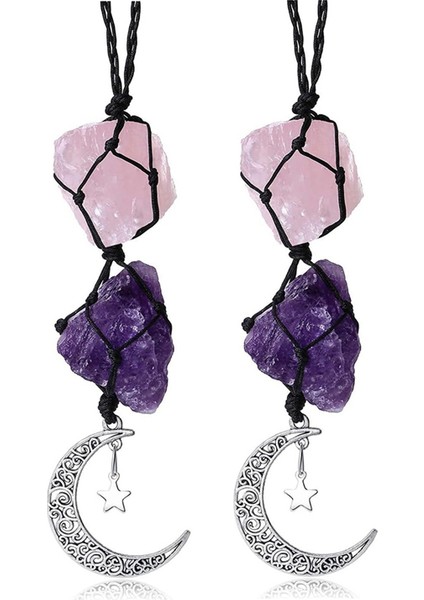 Asma Aksesuarlar Gül Kuvars ve Dikiz Aynası Süslemeleri Sarkan Ay Yıldız El Yapımı Asılı Süslemeler (Yurt Dışından)