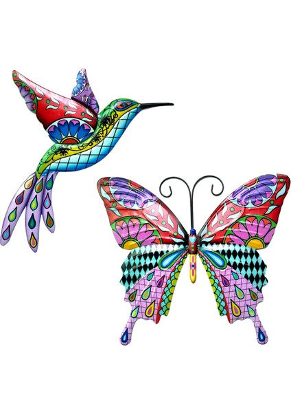 Kuş Kelebek Metal Açık Duvar Sanat Dekoru, Kuş Duvarı Heykeli Asma Dekorasyonları, Kuş Duvarı Art Dekor (Yurt Dışından)