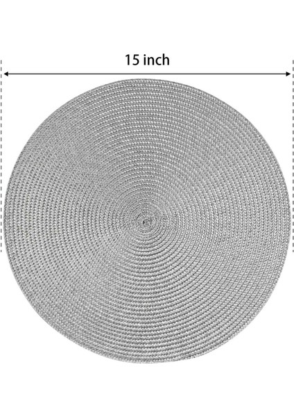 Yuvarlak Örgülü Placemats Yemek Masaları Için 6 Masa Paspasları Dokuma Yıkanabilir Kaymaz Yer Paspasları 15 Inç (Açık Gri) (Yurt Dışından) indirimleri