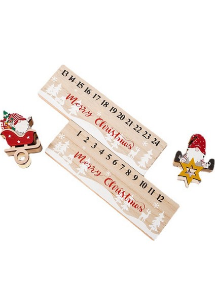 Noel Geri Sayım Takvimi Ahşap Noel Tatil Ahşap Advent-Malendar Geri Sayım Süsleme Santa-Medeff Takvimi (Yurt Dışından)