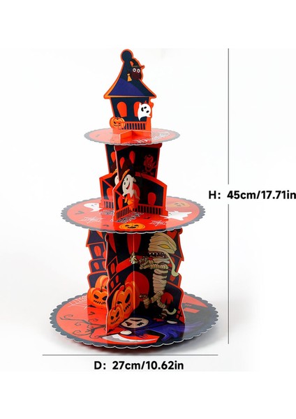 Festival Cadılar Bayramı Tatlı Standı Ürkütücü Cadılar Bayramı Cupcake Stand Tower Kabak Karton Tatlı Tutucu Tepsi Dekorasyonu B (Yurt Dışından) fiyatları