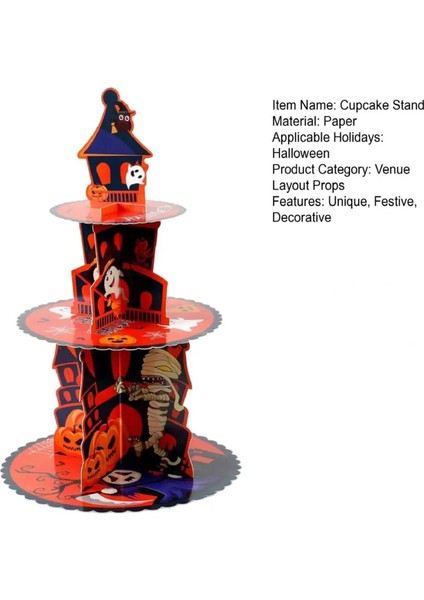 Festival Cadılar Bayramı Tatlı Standı Ürkütücü Cadılar Bayramı Cupcake Stand Tower Kabak Karton Tatlı Tutucu Tepsi Dekorasyonu B (Yurt Dışından) modelleri