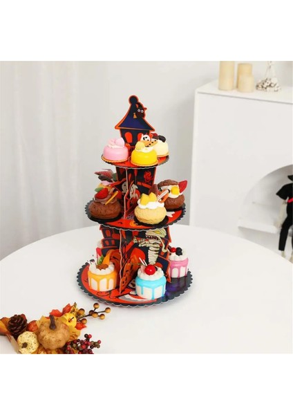 Festival Cadılar Bayramı Tatlı Standı Ürkütücü Cadılar Bayramı Cupcake Stand Tower Kabak Karton Tatlı Tutucu Tepsi Dekorasyonu B (Yurt Dışından) fırsatları