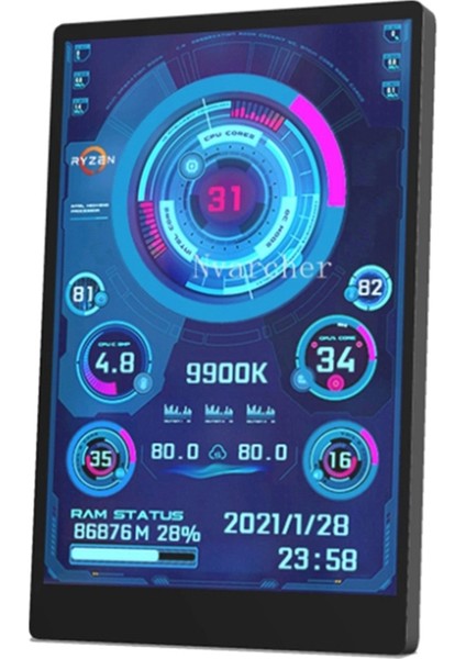 3.5 Inç IPS USB Mini Ekran AIDA64 Pc Cpu Ram HDD Veri Monitörü Bilgisayar Sıcaklığı Ekran Tip C Alt Ekran (Yurt Dışından)