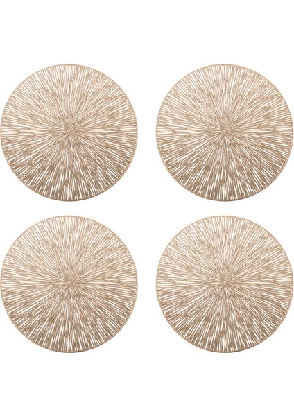 4pcs Yuvarlak Placemats Restaurant Hollow Pvc Dekorasyon Yemek Mat Anti-Hot Yemek Tablo Hattı Mat Biftek Plaka Pad Altın (Yurt Dışından)