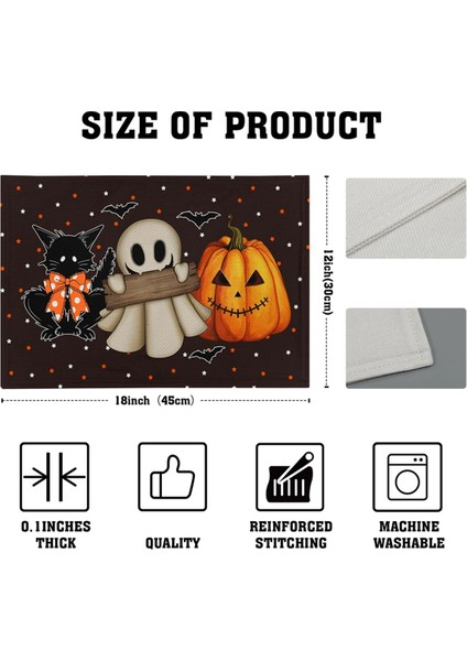 Cadılar Bayramı Placemats 4 Parça Placemats Mutfak Masa Üstü Kapalı ve Dış Slip Olmayan Isıya Dayanıklı Masa Paspasları (Yurt Dışından) fiyatları