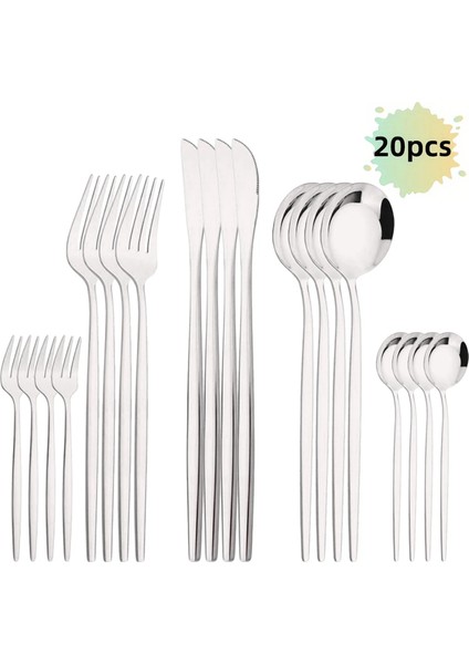 20 Parça Gümüş Yemek Takımı Paslanmaz Çelik Yemek Biftek Bıçağı Meyve (Yurt Dışından) indirimleri