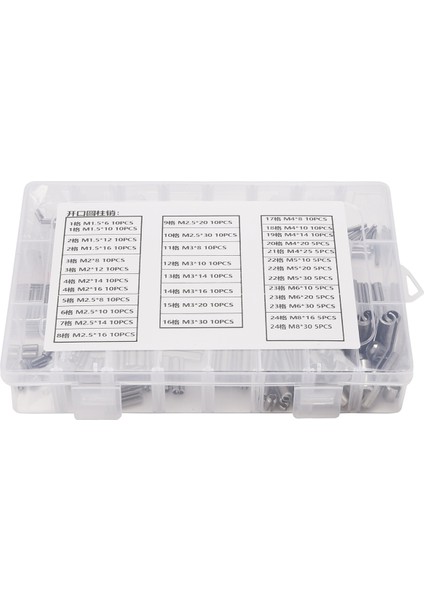280PCS Paslanmaz Çelik Yay Pimi Gerginlik Elastik Silindirik Cotter Pimleri Seti M1.5 M2 M2.5 M3 M4 M5 M6 M8 Dubel (Yurt Dışından)