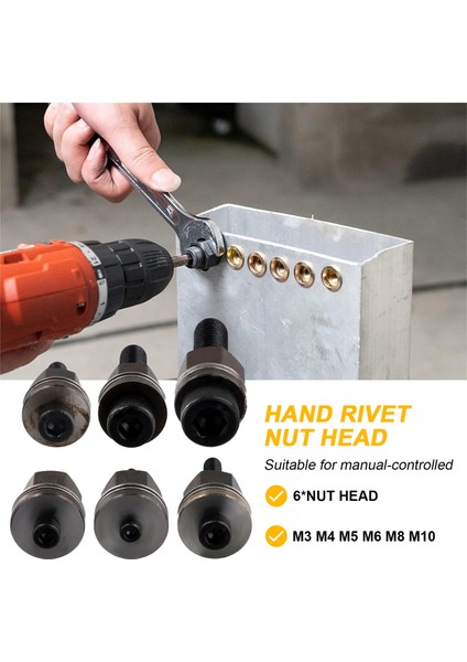 6pcs El Perçin Alet Çelik Başlık Seti Manuel Perçin Değiştirme Ucu Somun M3/M4/M5/M6/M8/M10 Mandrel Kafalı Perçin Somunu Aleti Için (Yurt Dışından) fırsatları