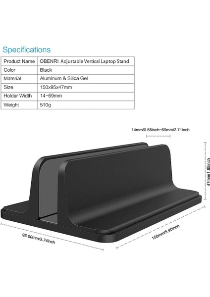 Dikey Dizüstü Bilgisayar Standı Tutucu, Ayarlanabilir Dizüstü Bilgisayar Tutucu Ayarlanabilir Rıhtım Boyutu (17.3 Inç&#39;e Kadar) (Yurt Dışından) fiyatları