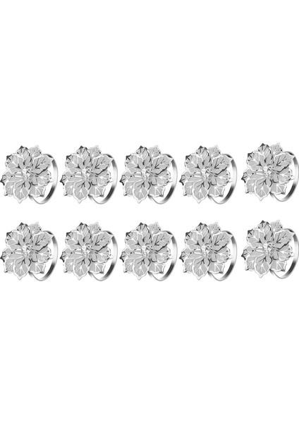 Peçete Yüzük Koleksiyonu Dekoratif Kumaş Peçeteleri Için 10 Pcs Seti Peçete Tutucu Mutfak Dekor Düğün Dekoru Gümüş (Yurt Dışından)