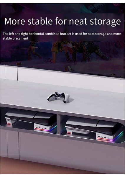 Ps5 Ince Konsol Için Ipega Yatay Depolama Standı Taşınabilir 4 USB Bağlantı Noktası Rgb Renkli Işıklar Düz Stand, Siyah (Yurt Dışından) fiyatları