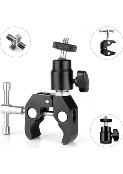 360 ° Mini Bilyalı Kafalı Süper Kelepçe Hızlı Bırakma Kelepçesi Braket Tripod Montajı 1/4 Vidalı Klipsi Dslr Kamera Gopro (Yurt Dışından) fiyatları