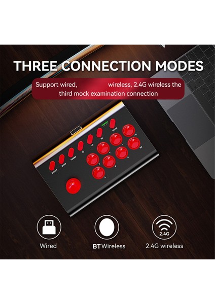 Y02 Fighting Game Joystick, Gerilebilir Braket Oyunları Konsolu 3 Modlu Bağlantı Makro/turbo Işlevi Siyah Kırmızı (Yurt Dışından) fiyatları
