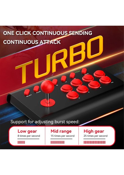 Y02 Fighting Game Joystick, Gerilebilir Braket Oyunları Konsolu 3 Modlu Bağlantı Makro/turbo Işlevi Siyah Kırmızı (Yurt Dışından) modelleri
