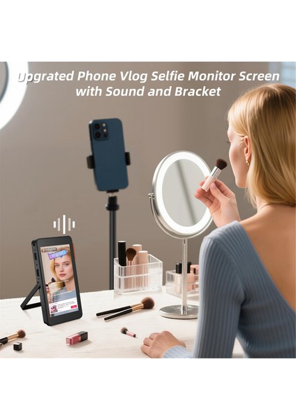 Selfie Monitor Hoparlör Manyetik Telefon Vlog Selfie Monitör Ekranı Selfie Vlog Canlı Akışı (Yurt Dışından) modelleri