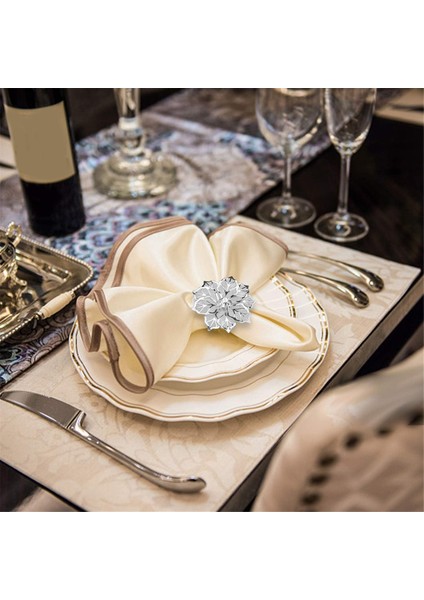 Peçete Yüzük Koleksiyonu Dekoratif Kumaş Peçeteleri Için 10 Pcs Seti Peçete Tutucu Mutfak Dekor Düğün Dekoru Gümüş (Yurt Dışından) modelleri