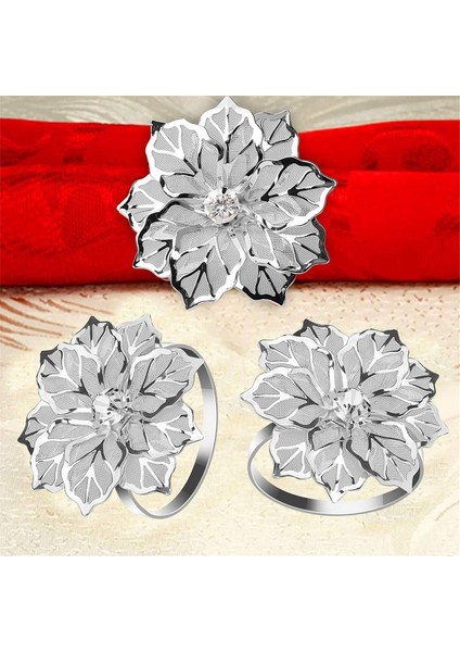 Peçete Yüzük Koleksiyonu Dekoratif Kumaş Peçeteleri Için 10 Pcs Seti Peçete Tutucu Mutfak Dekor Düğün Dekoru Gümüş (Yurt Dışından) indirimleri