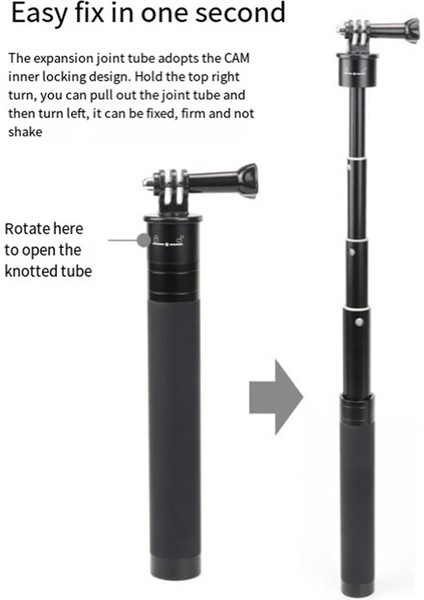 Djı Için Lenvee Action3/gopro Fotoğraf Ekipmanı Selfie Stick Bracket Teleskopik Alaşım Spor Kamera Selfie Stick (Yurt Dışından) fiyatları