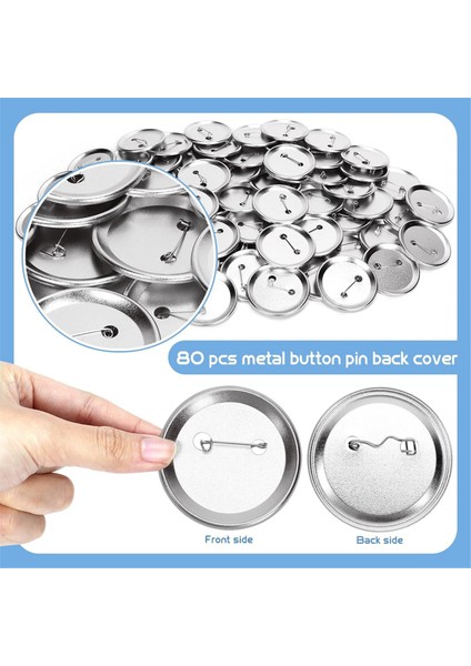 80 Set 58MM/2.25 Inç Metal Düğme Parçaları Düğme Makinesi Yuvarlak Pim Üreticisi Için Malzeme, Rozet Boş Düğme Pimleri Toplu (Yurt Dışından) indirimleri
