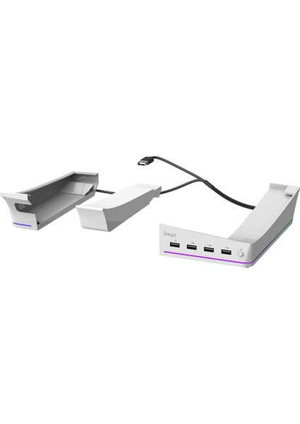 Ps5 Ince Konsol Için Ipega Yatay Depolama Standı Taşınabilir 4 USB Bağlantı Noktası Rgb Renkli Işıklar Düz Stand, Beyaz (Yurt Dışından) modelleri