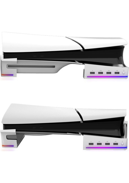 Ps5 Ince Konsol Için Ipega Yatay Depolama Standı Taşınabilir 4 USB Bağlantı Noktası Rgb Renkli Işıklar Düz Stand, Beyaz (Yurt Dışından) indirimleri