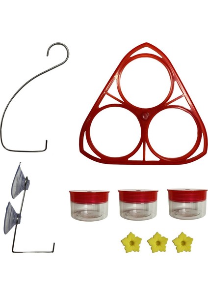 Kuş Besleyici, Güçlü Vantuz Kuş Besleyici 3 Besleme Portu, Temizlenmesi Kolay ve Doldurulması Plastik (Yurt Dışından)