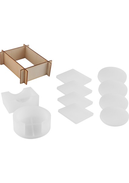 Reçine Döküm Için Silikon Coaster Kalıpları, 8 Adet Coaster ve 2 Pc Tutucu Kalıp Dahil Dahil (Yurt Dışından) fiyatları