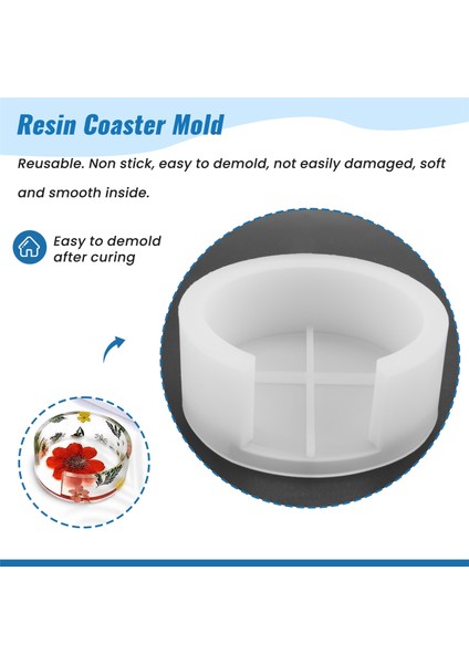 Reçine Döküm Için Silikon Coaster Kalıpları, 8 Adet Coaster ve 2 Pc Tutucu Kalıp Dahil Dahil (Yurt Dışından) indirimleri