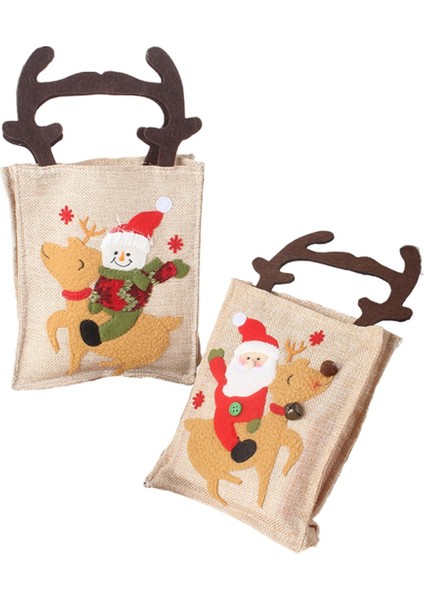 Elk-Pattern Xmas Candy Hediye Çantaları Antler Şekilli Tutamaklı Hediye Paketleme Çantası, Yeni Yıl, Okul Sınıfları ve Parti Favorları (Yurt Dışından)