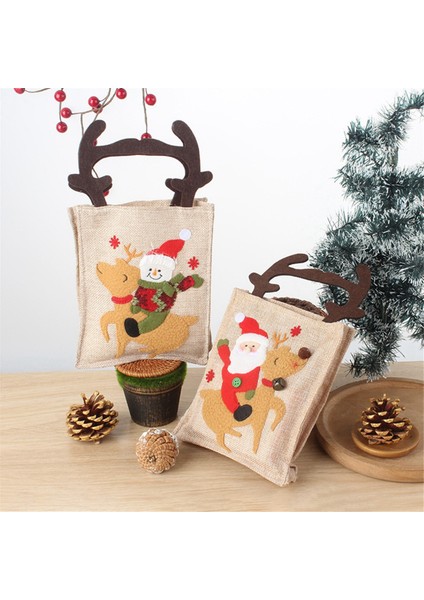 Elk-Pattern Xmas Candy Hediye Çantaları Antler Şekilli Tutamaklı Hediye Paketleme Çantası, Yeni Yıl, Okul Sınıfları ve Parti Favorları (Yurt Dışından) fiyatları