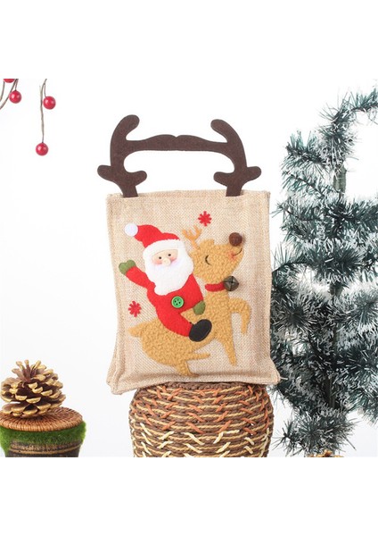 Elk-Pattern Xmas Candy Hediye Çantaları Antler Şekilli Tutamaklı Hediye Paketleme Çantası, Yeni Yıl, Okul Sınıfları ve Parti Favorları (Yurt Dışından) indirimleri