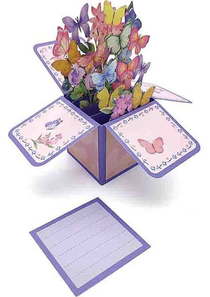 3pcs Renkli Kelebek 3D Pop-Up Kutu Tebrik Kartı Anneler Günü Öğretmenler Günü Sevgililer Günü Doğum Günü Dilekleri Evrensel (Yurt Dışından) fırsatları