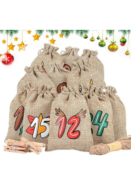 Noel Tavsiye Çanta Sevimli Noel Şeker Çantaları Partisi 24X Yeniden Kullanılabilir Çuval Bezi Tatil Noel Şeker Tutucu Malzemeleri (Yurt Dışından) fırsatları