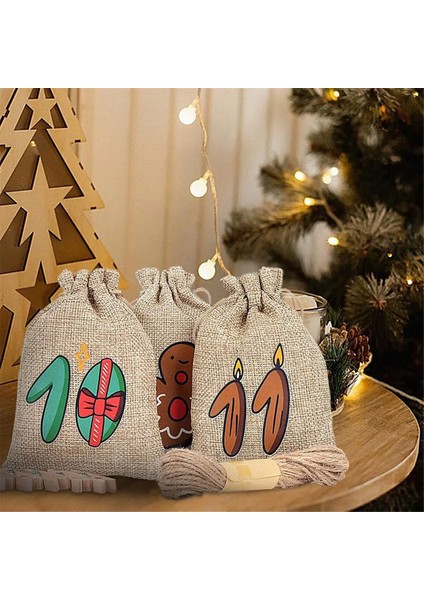 Noel Tavsiye Çanta Sevimli Noel Şeker Çantaları Partisi 24X Yeniden Kullanılabilir Çuval Bezi Tatil Noel Şeker Tutucu Malzemeleri (Yurt Dışından) indirimleri