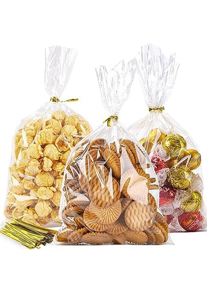 100PCS Plastik Atıştırmalık Çantalar Berrak Kızarmış Ekmek Ambalaj Çantaları Kurabiye Çantaları Şeker Torbaları Bükülme Parti Lehine Çantalar (Yurt Dışından) fiyatları