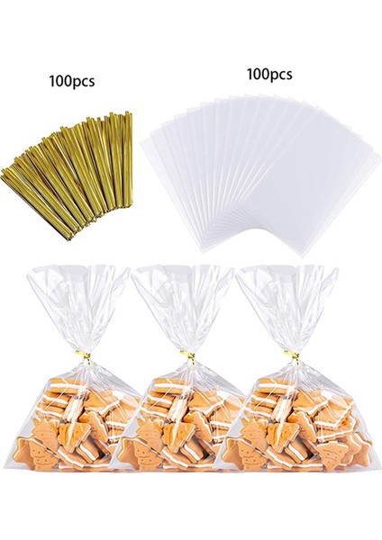 100PCS Plastik Atıştırmalık Çantalar Berrak Kızarmış Ekmek Ambalaj Çantaları Kurabiye Çantaları Şeker Torbaları Bükülme Parti Lehine Çantalar (Yurt Dışından) modelleri