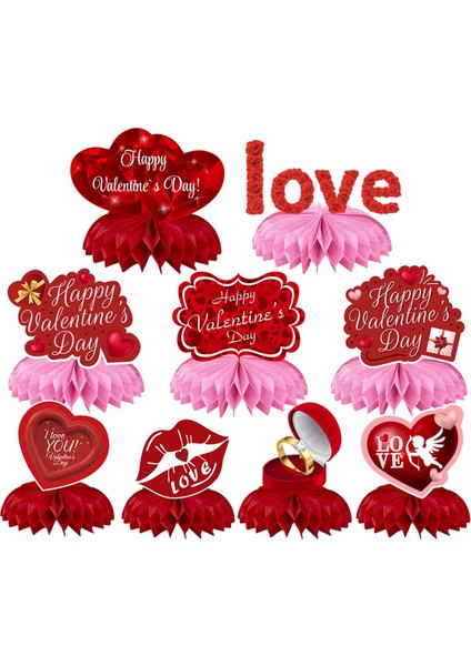 9pcs Sevgililer Günü Partisi Süslemeleri Seti -Valentin Günü Honeycomb Centerpieces, Masa Toppers Sevgililer Günü (Yurt Dışından)