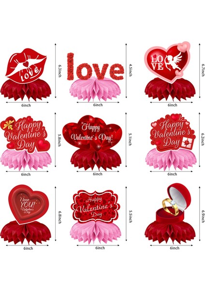 9pcs Sevgililer Günü Partisi Süslemeleri Seti -Valentin Günü Honeycomb Centerpieces, Masa Toppers Sevgililer Günü (Yurt Dışından) fiyatları
